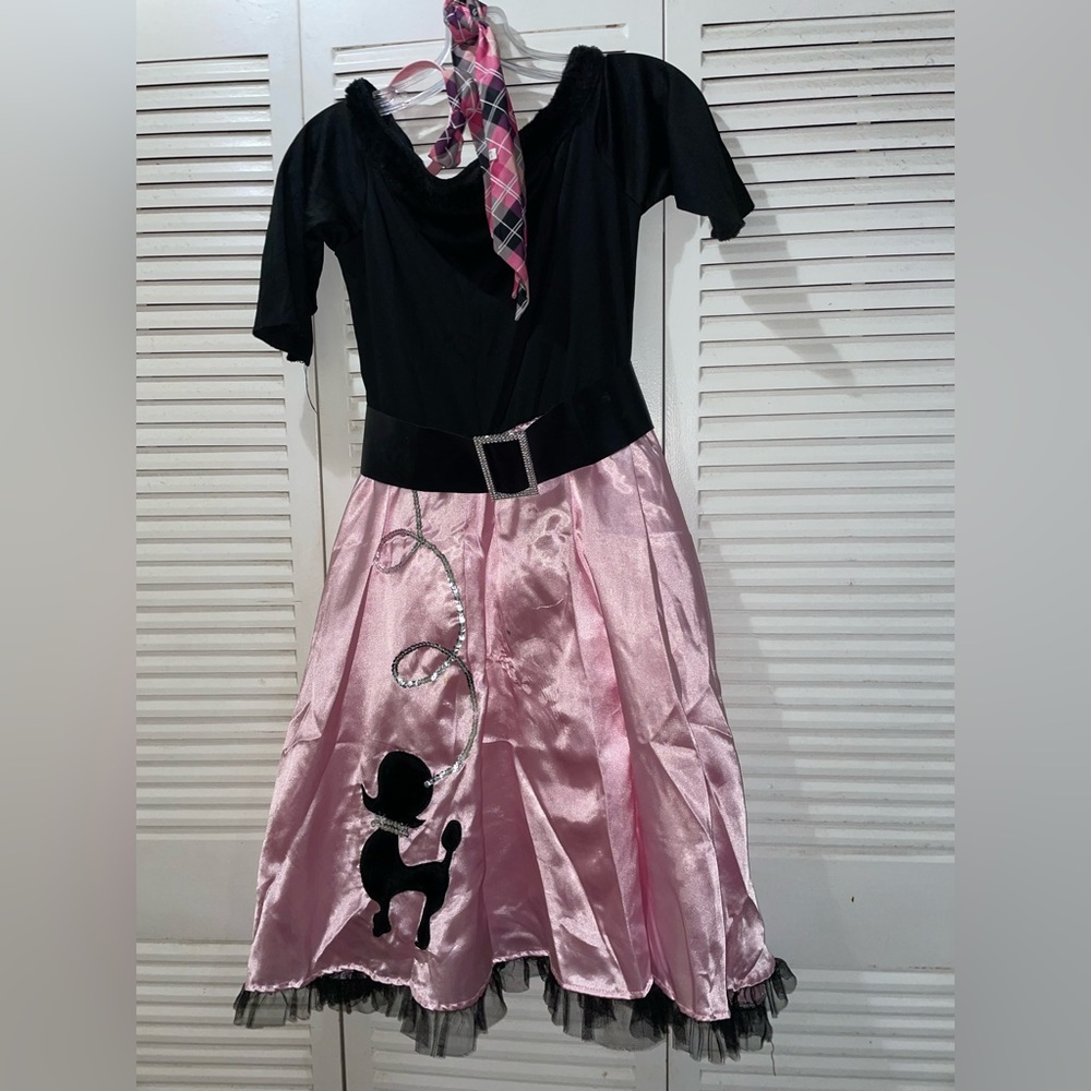 Grease Poodle Dress 50s Costume Adult Sock Hop Girl Outfit Size 12-14 Girls